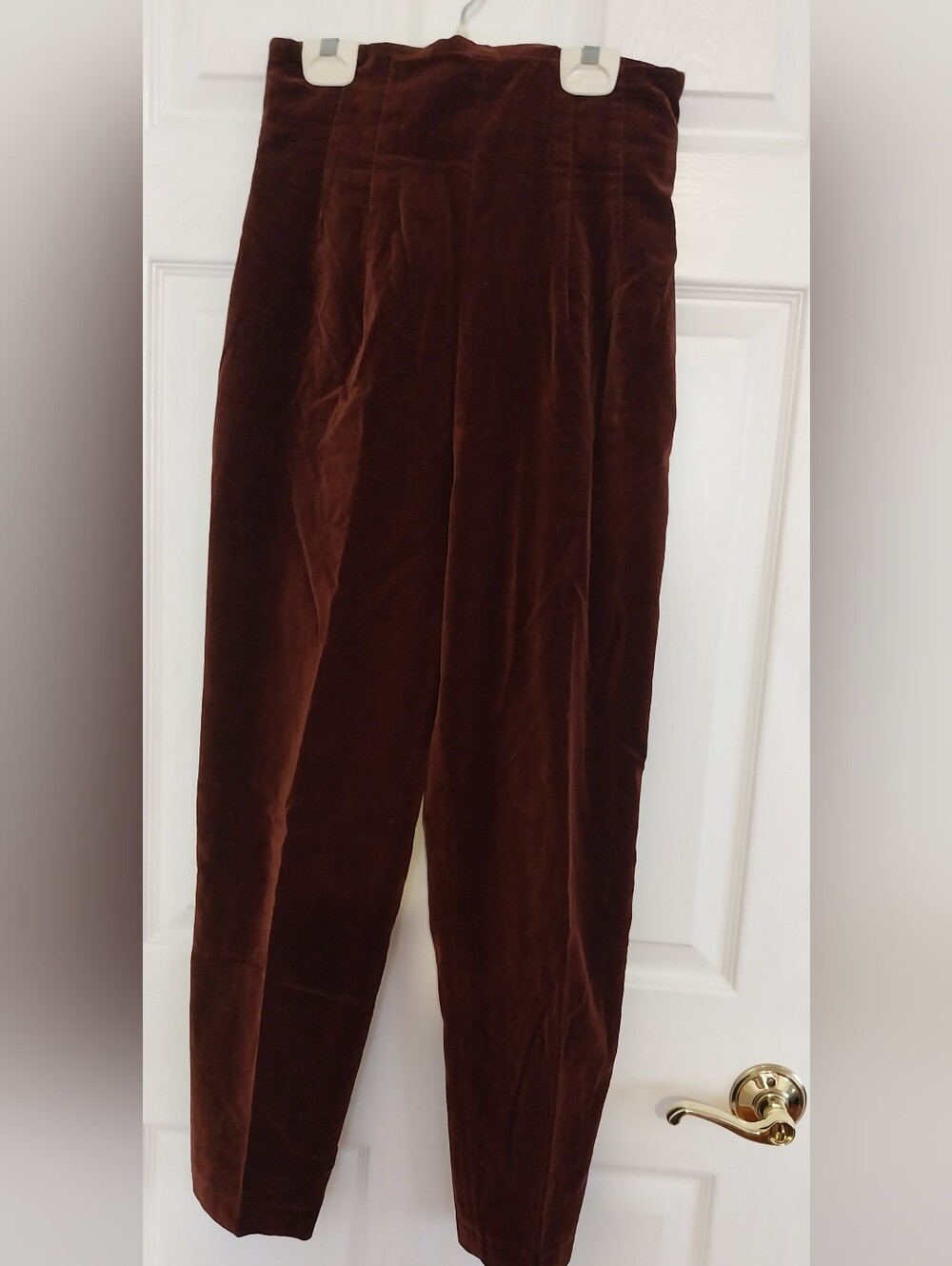 Vintage High-Waist Velvet Pants in Deep Brown